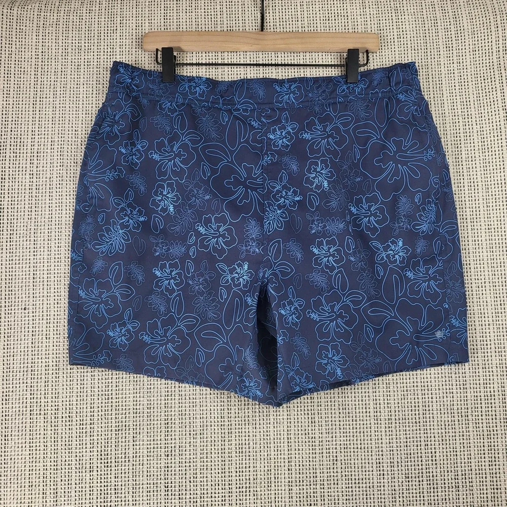 Mack Weldon Swim Shorts Mens XL Blue Floral‎ Hibiscus Board Trunks Quick Dry